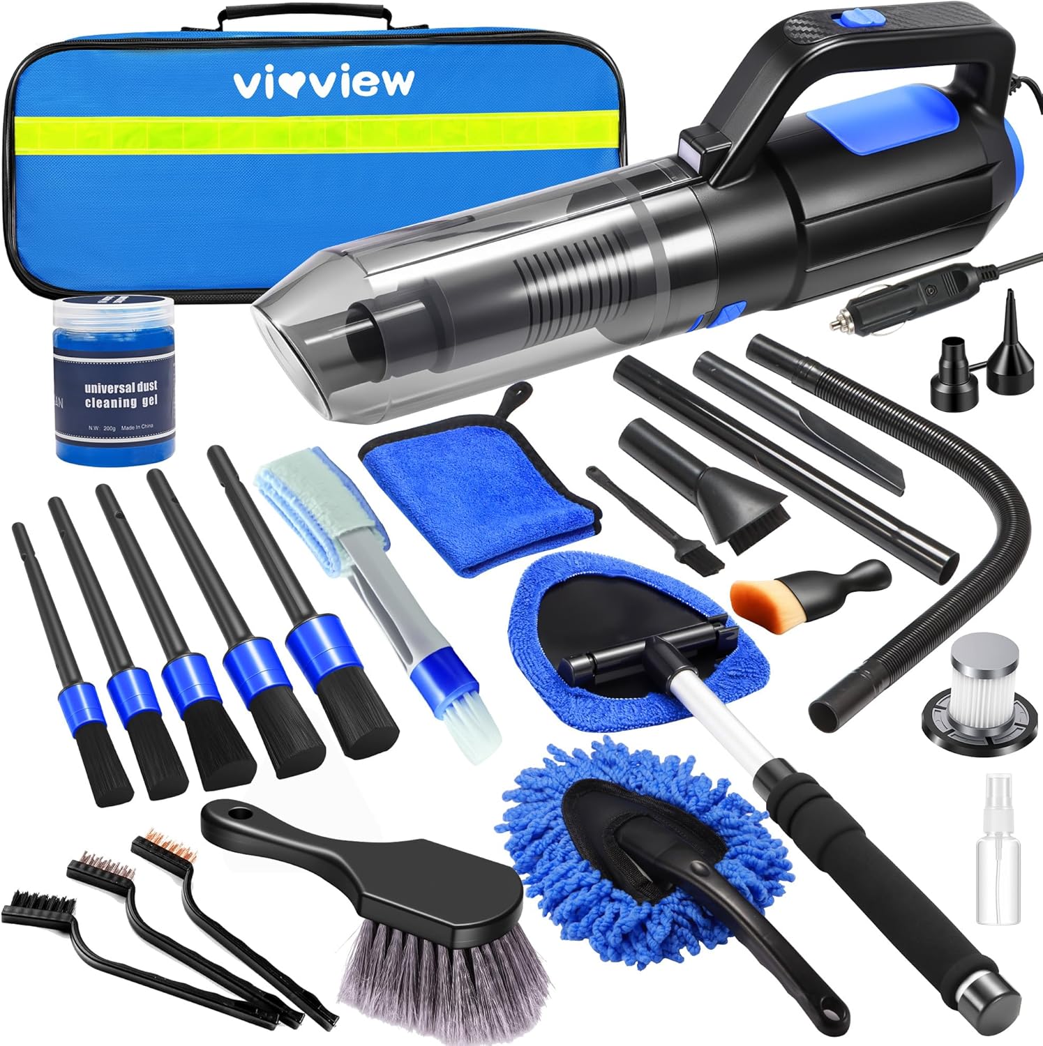 25PCS Car Cleaning Kit, Car Detailing Kit Interior with High Power Handheld Vacuum Cleaner