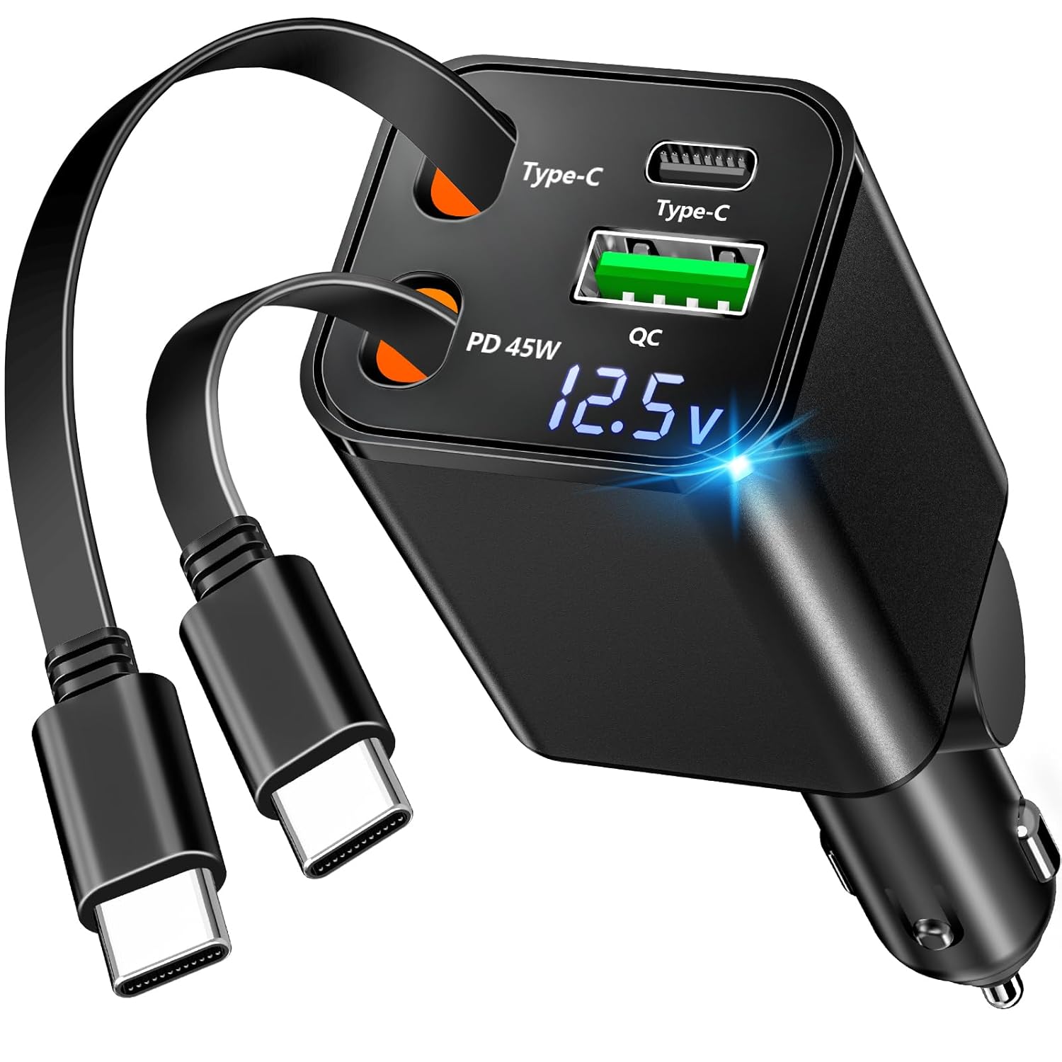 [Apple MFi Certified] Retractable Car Charger USB C